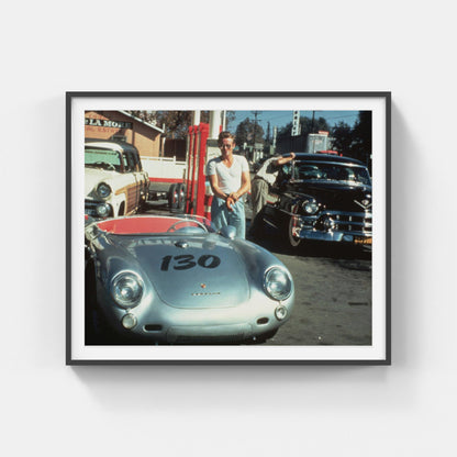 James Dean Filling Up His Porsche Racer