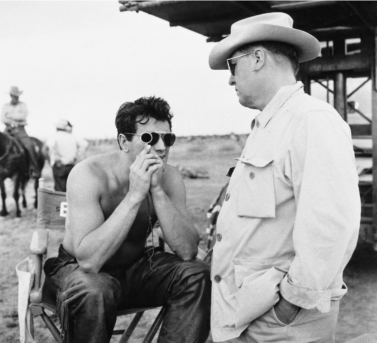 Rock Hudson and George Stevens on the Set of Giant