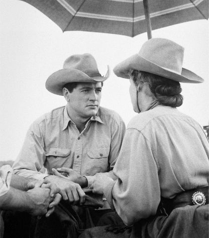 Rock Hudson Running Lines on the Set of Giant