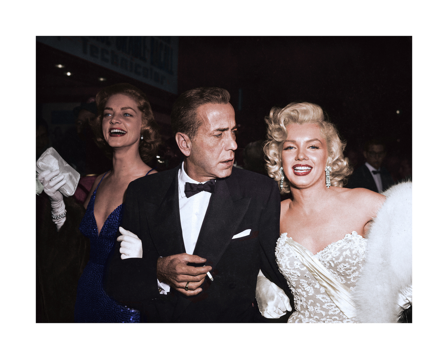 Lauren Bacall, Humphrey Bogart et Marilyn Monroe à la première