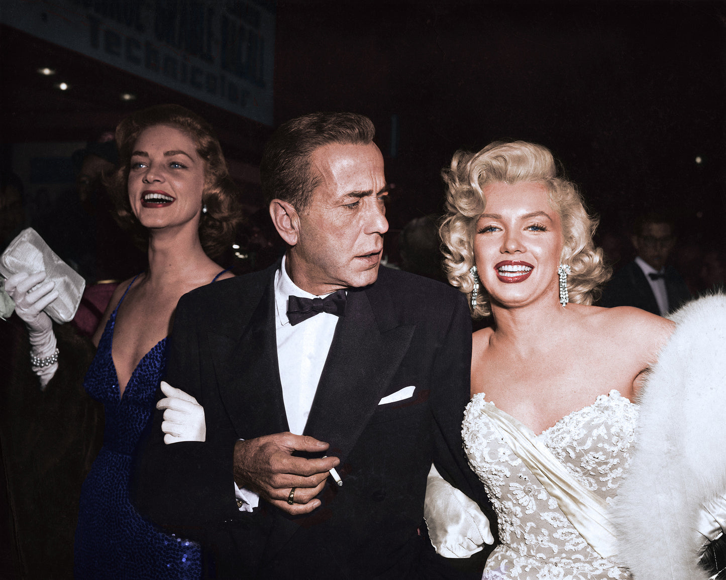 Lauren Bacall, Humphrey Bogart et Marilyn Monroe à la première