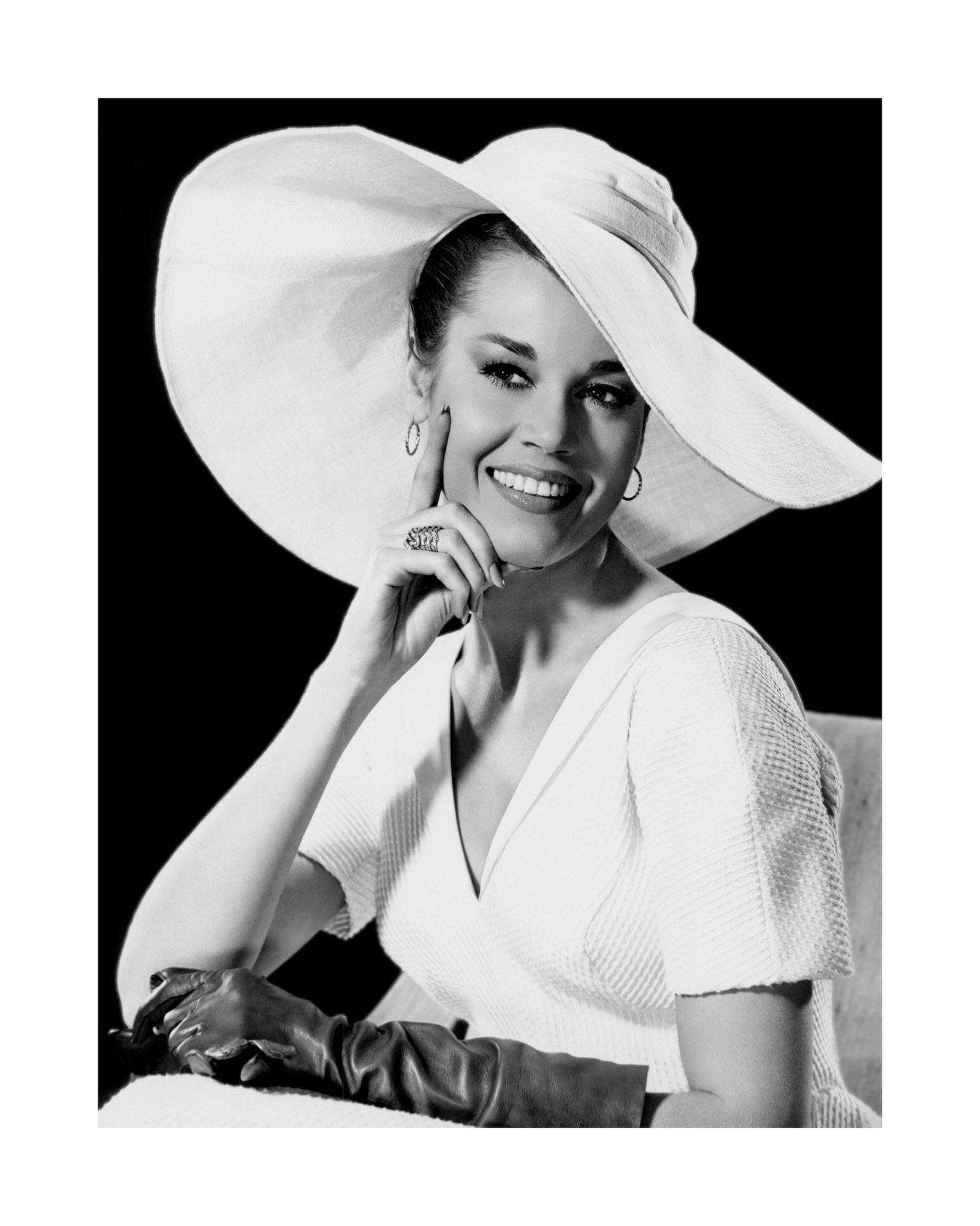 Jane Fonda Smiling in Hat