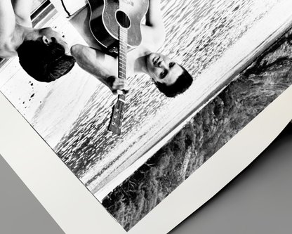 Elvis Presley Playing Guitar on Beach