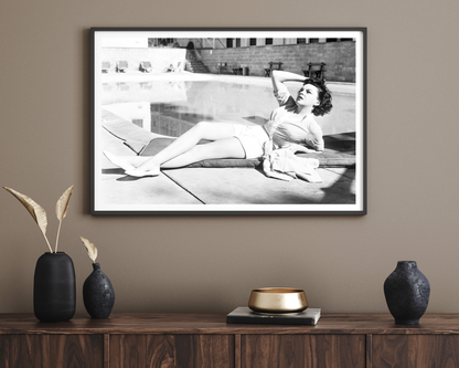 Judy Garland Sitting Poolside