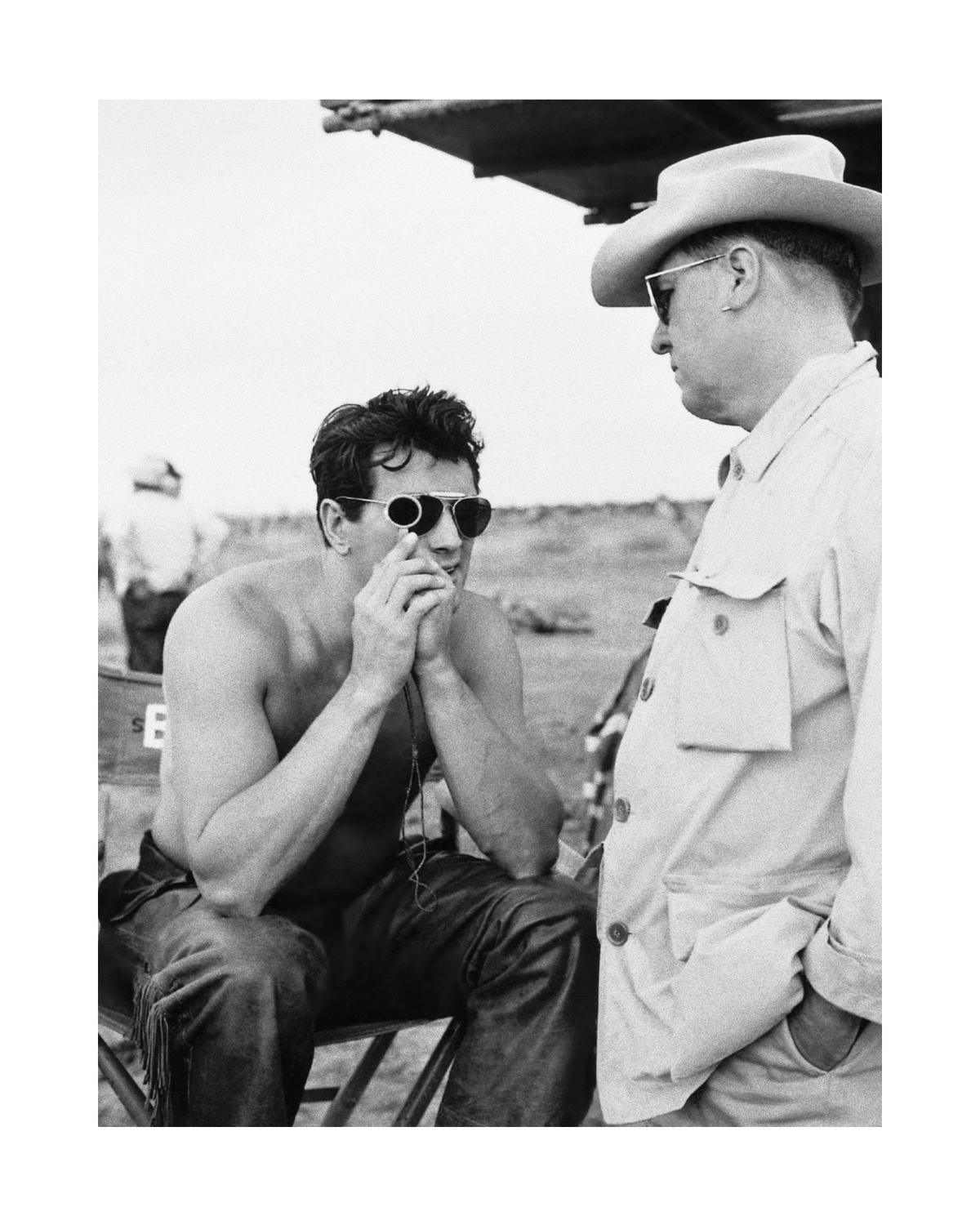 Rock Hudson and George Stevens on the Set of Giant