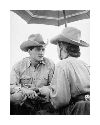 Rock Hudson Running Lines on the Set of Giant
