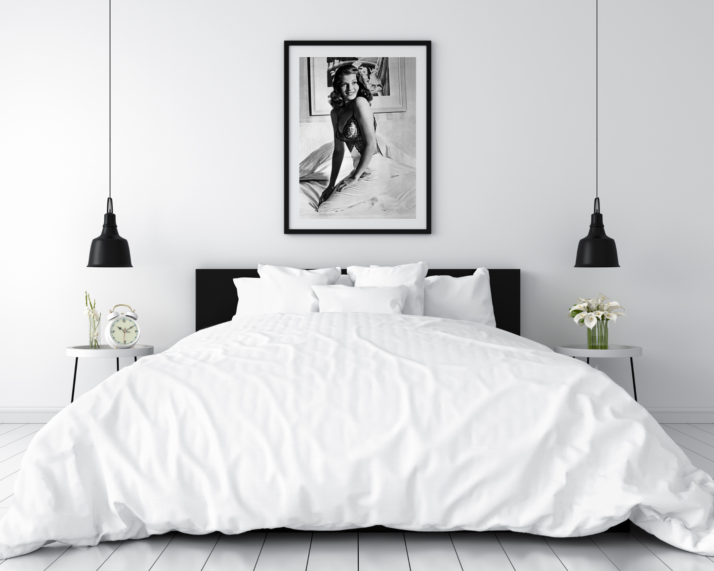 Rita Hayworth Posed on Bed