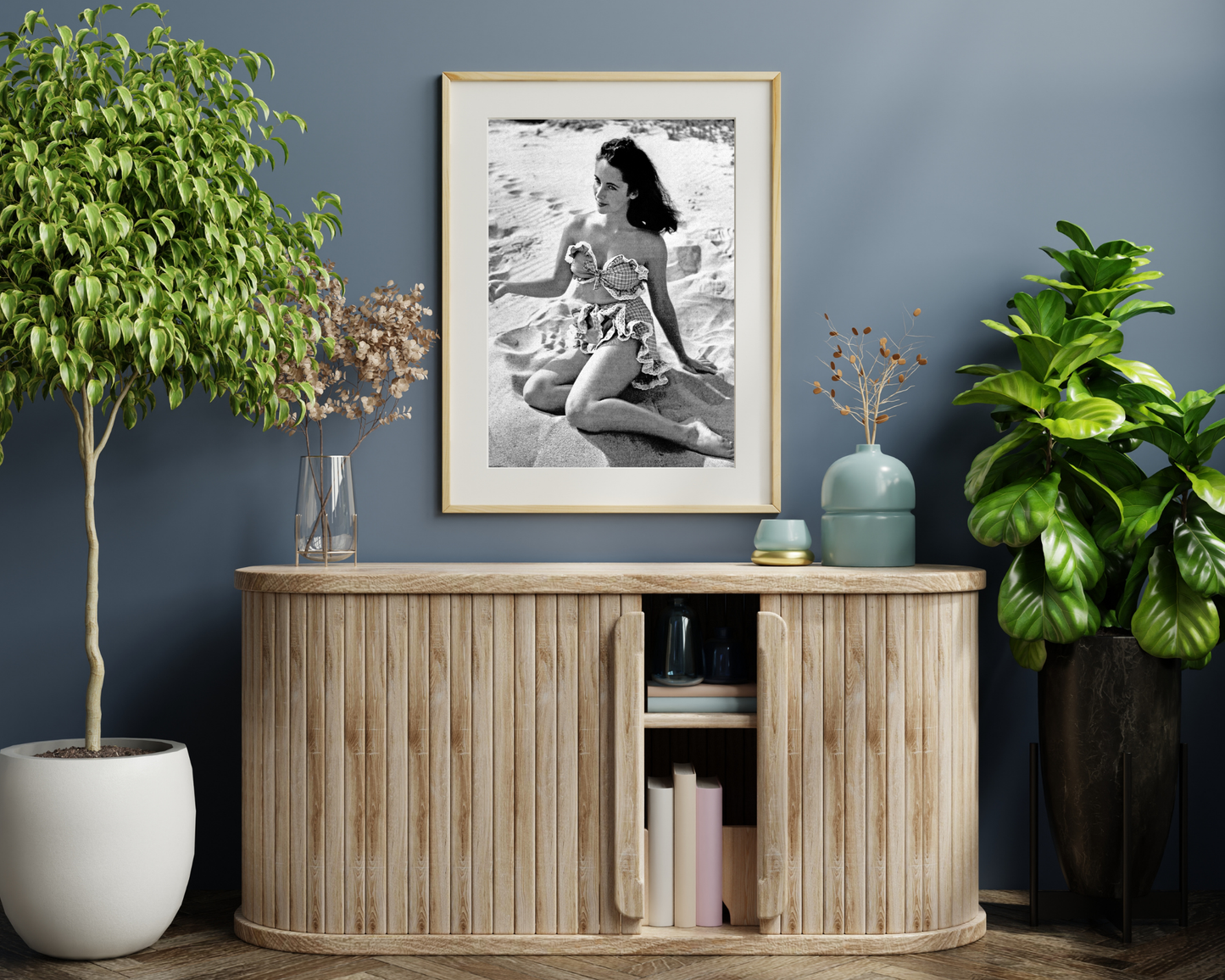 Elizabeth Taylor Sitting on Sand