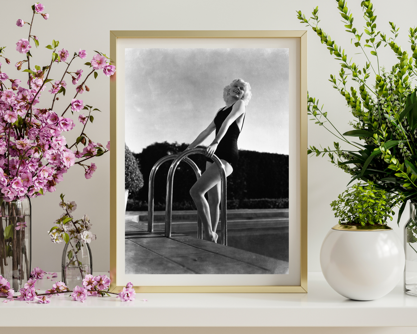 Jean Harlow Smiling at the Pool