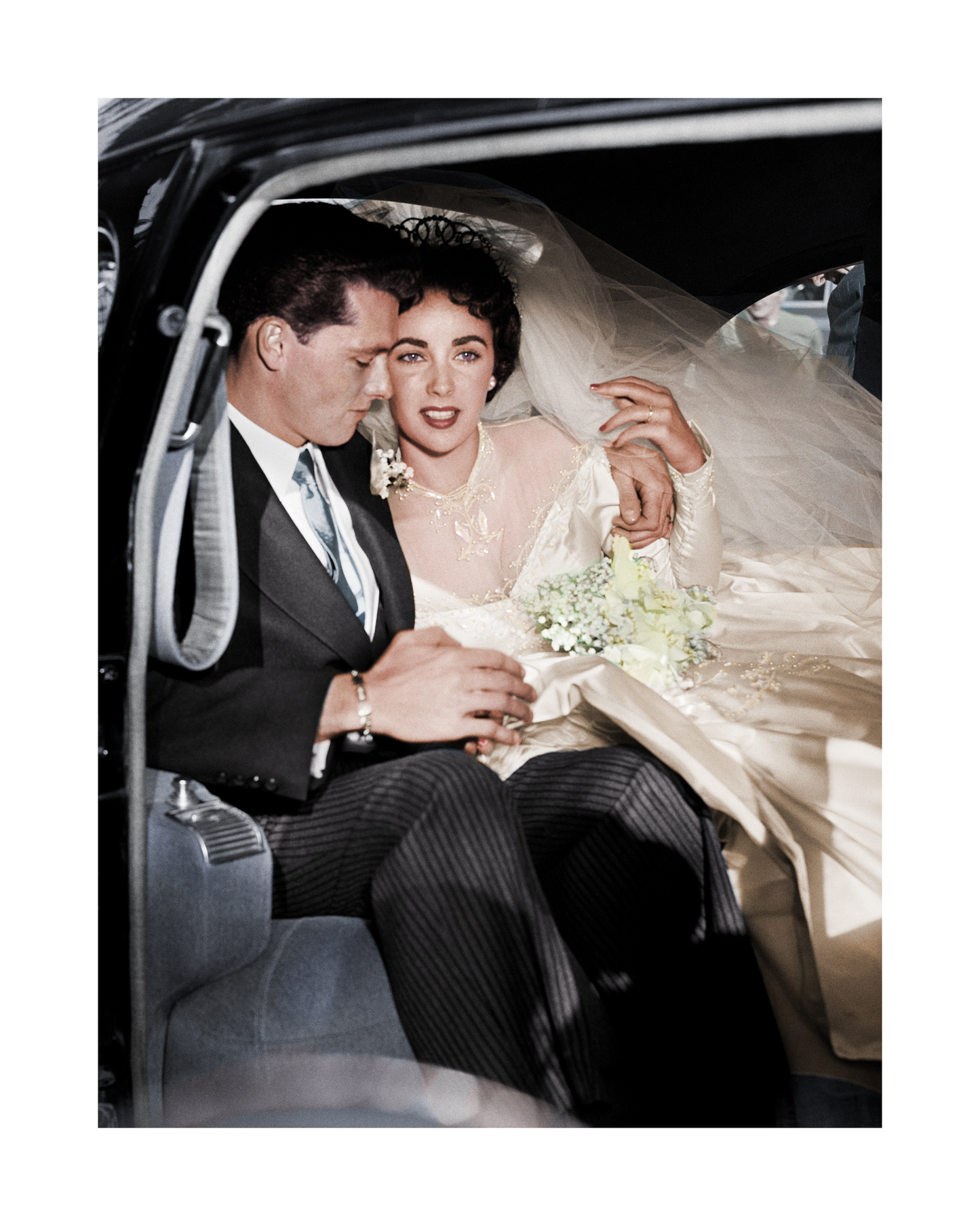 Elizabeth Taylor and Conrad Hilton on Their Wedding Day