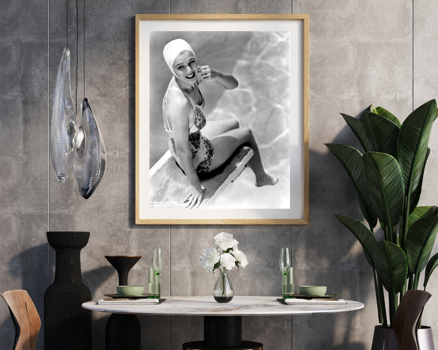 Carole Landis Posed on Diving Board