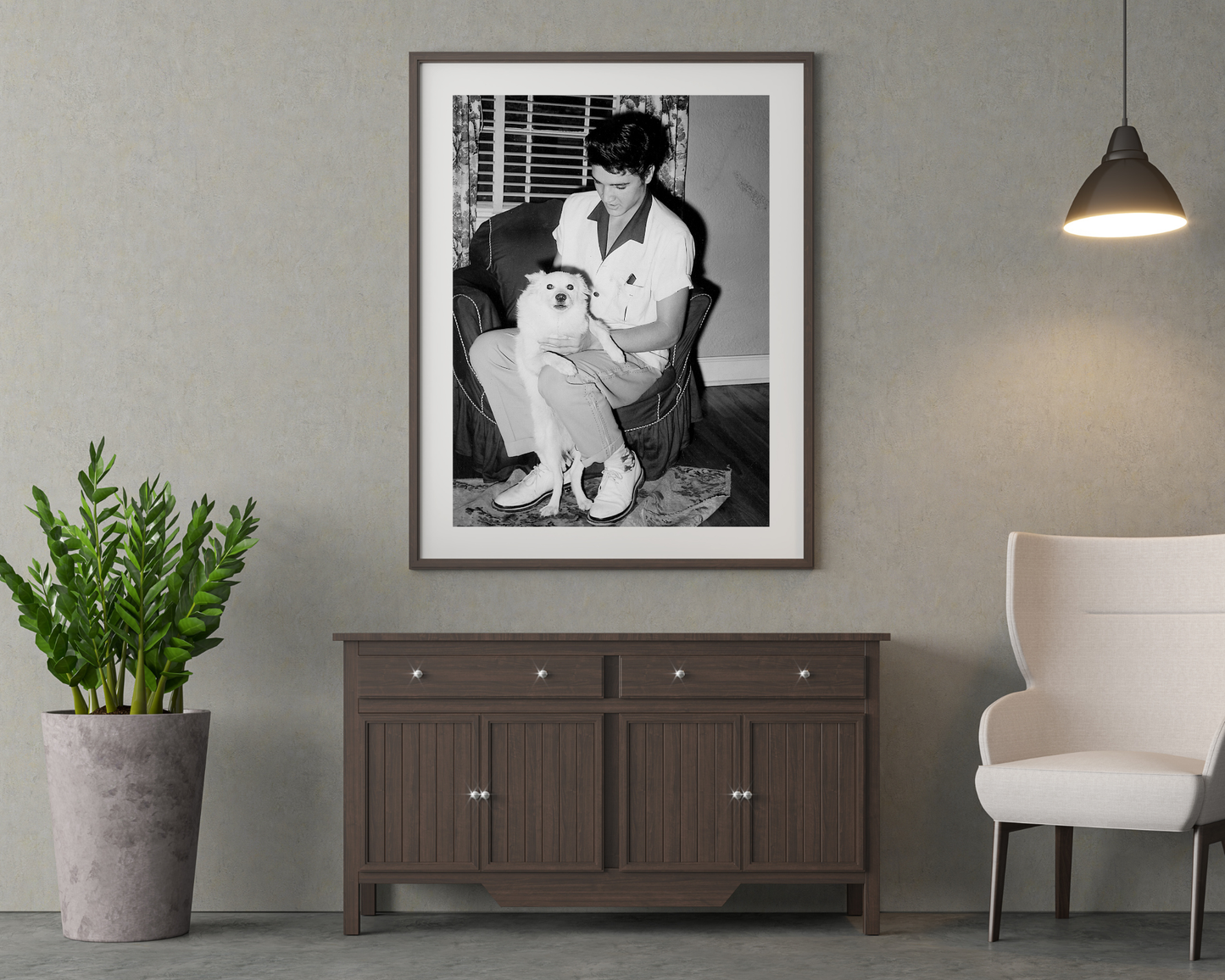 Elvis Presley Holding Dog