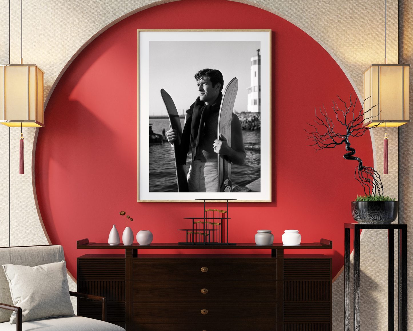 Hugh O'Brian Posed with Water Skis