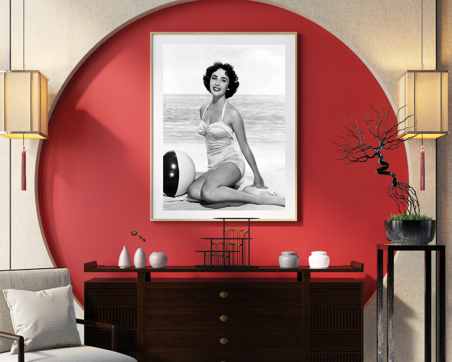 Elizabeth Taylor with Beach Ball