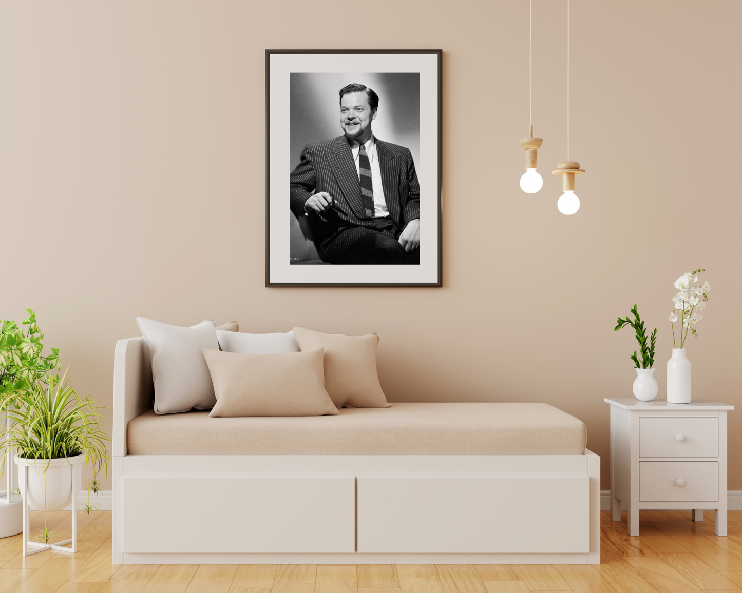 Orson Welles Smilling in the Studio