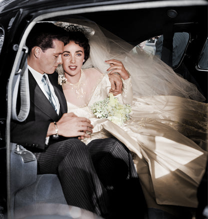 Elizabeth Taylor and Conrad Hilton on Their Wedding Day