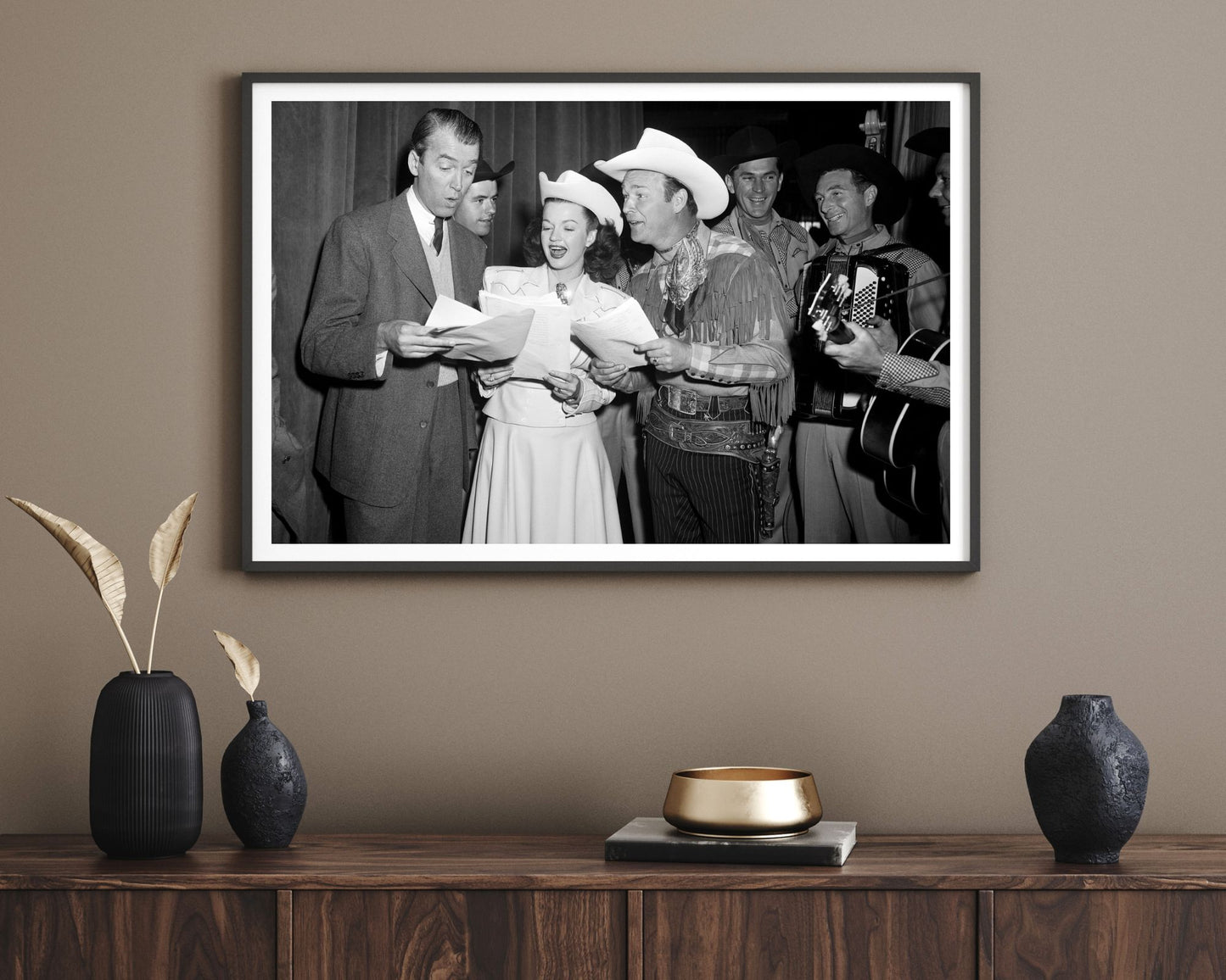 Jimmy Stewart, Dale Evans und Roy Rogers singen