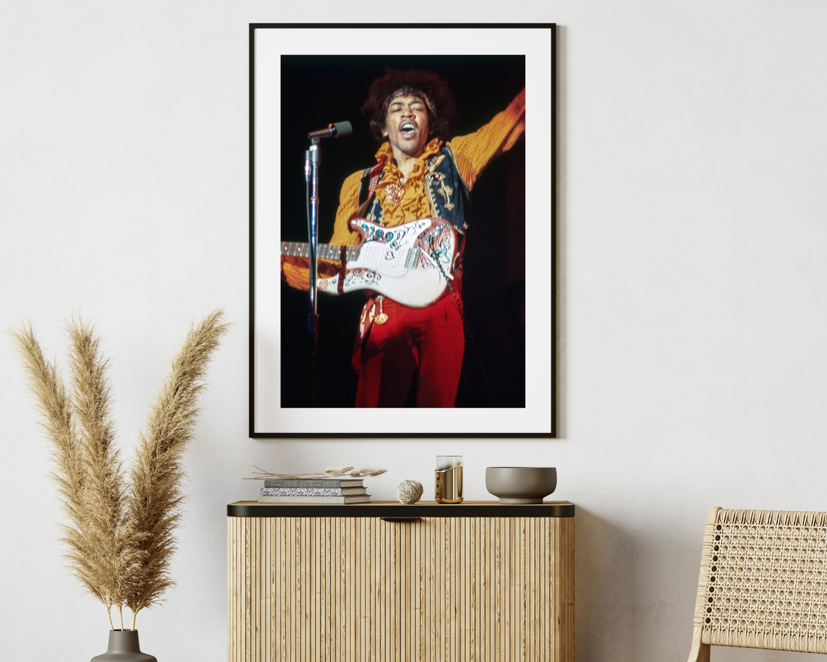 Jimi Hendrix Jumping on Stage at Monterey Pop