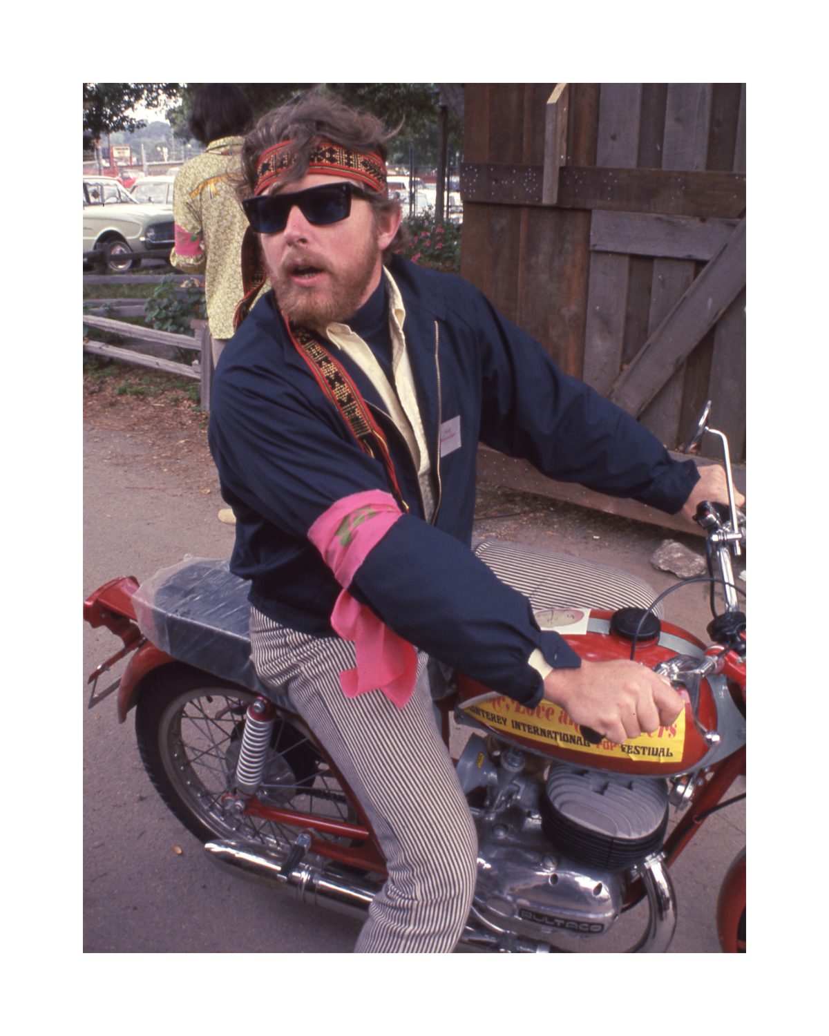 Hippie Riding Motorcycle at Monterey Pop Festival
