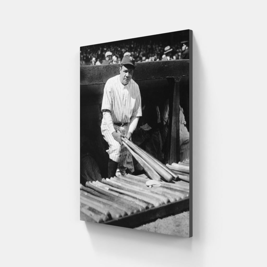 Babe Ruth Holding Bats