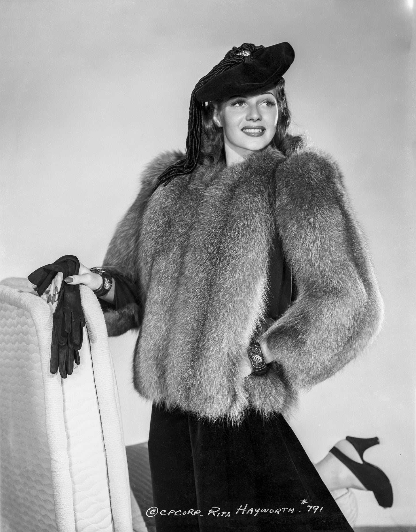 Rita Hayworth Posed in Fur