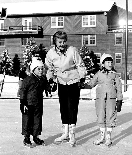 Lucille Ball Ice Skating with Her Children