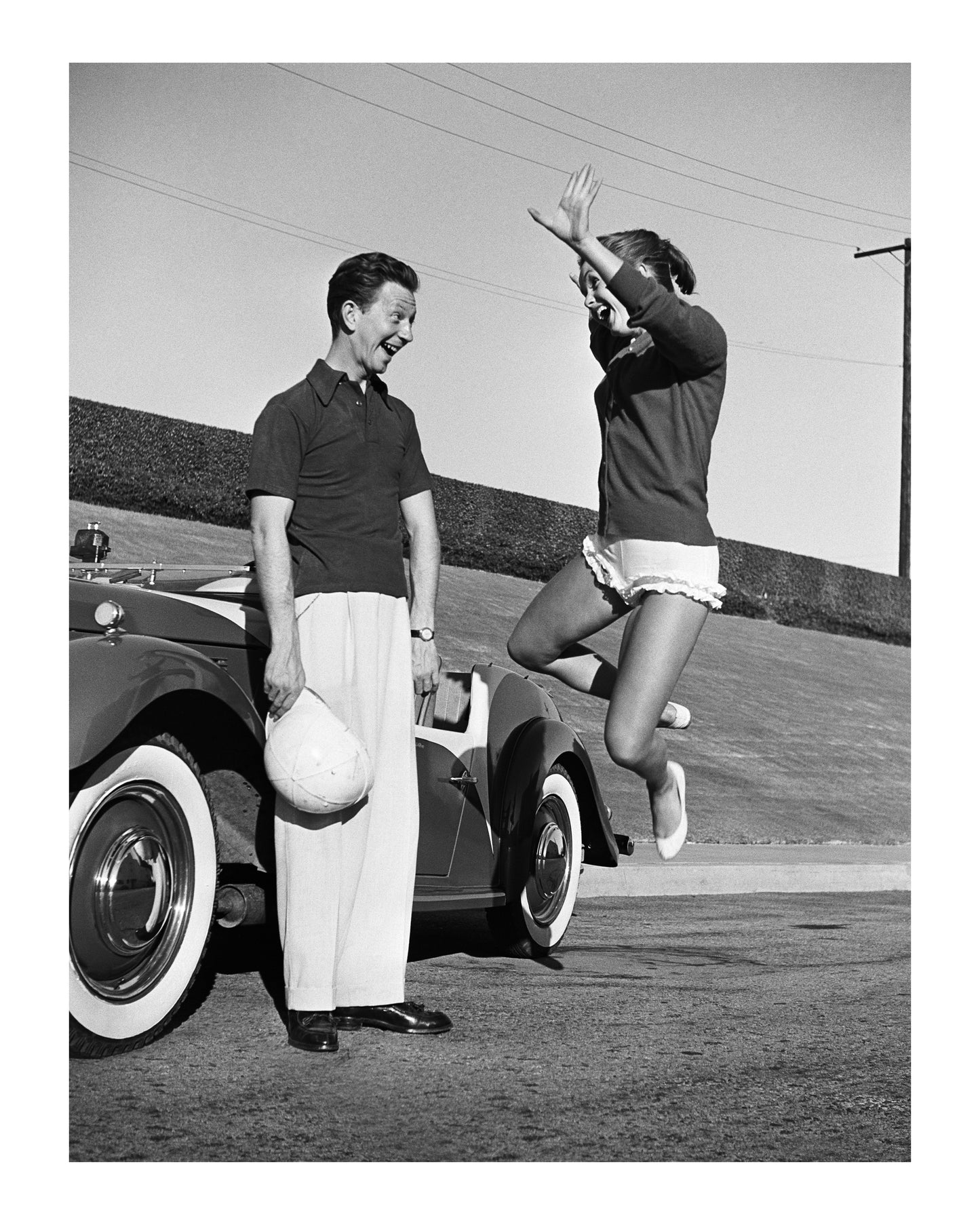 Donald O'Connor and Debbie Reynolds Mid-Jump