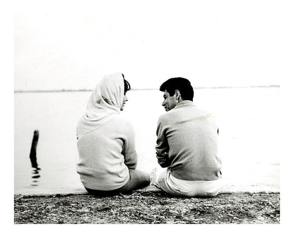 Elizabeth Taylor and Eddie Fisher Sitting on Shore