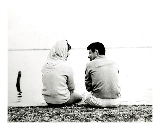 Elizabeth Taylor and Eddie Fisher Sitting on Shore