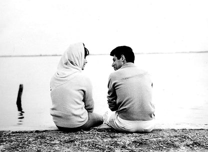 Elizabeth Taylor and Eddie Fisher Sitting on Shore