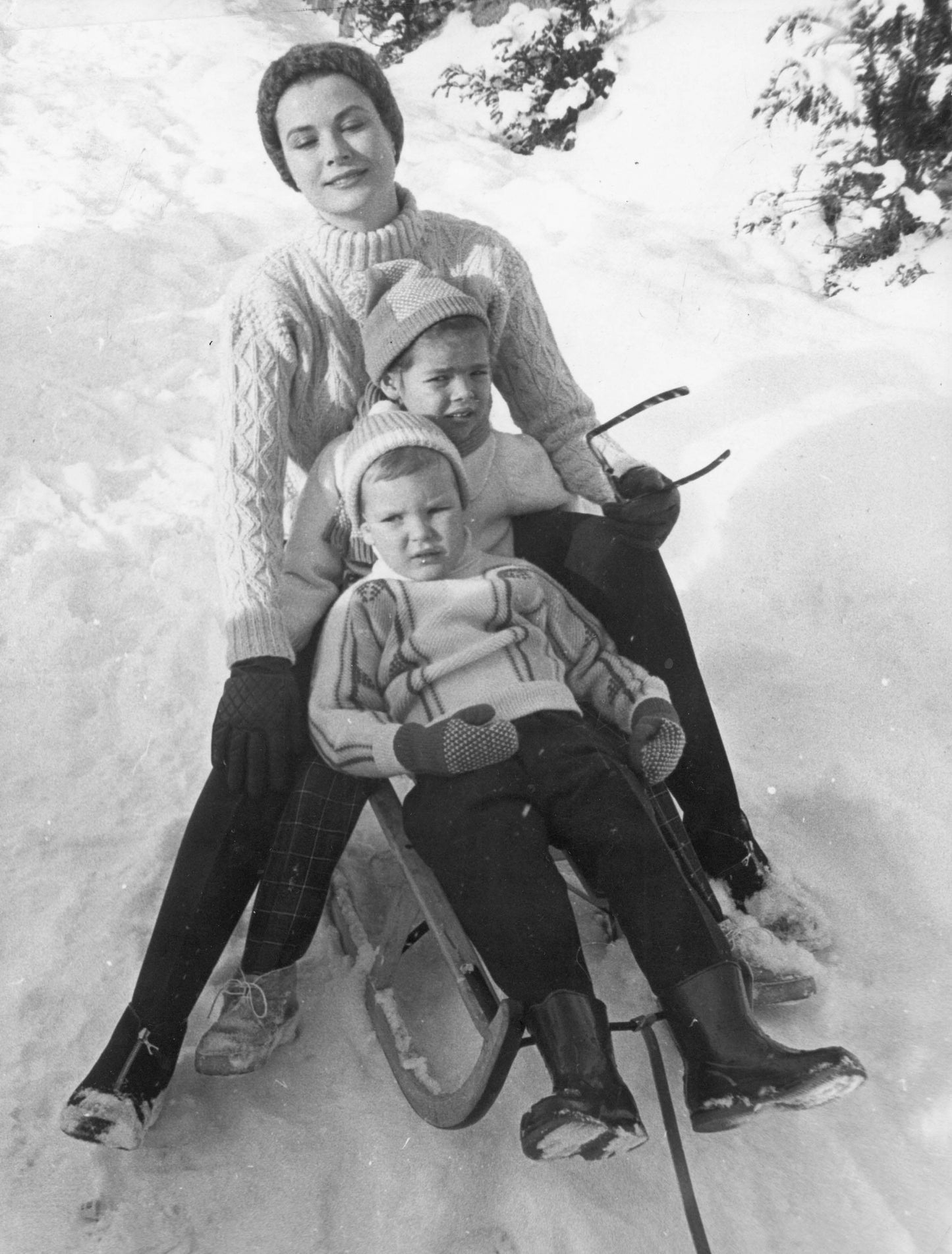 Grace Kelly Sledding in Switzerland