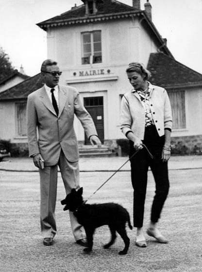 Ingrid Bergman and Lars Schmidt with Dog