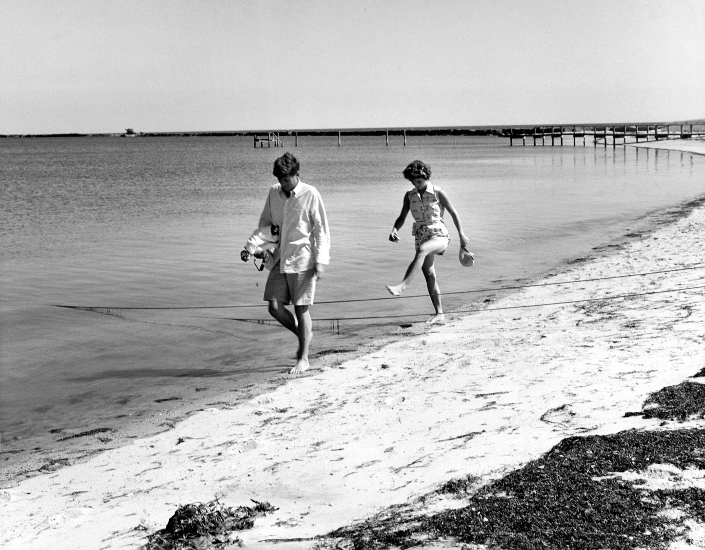 John F. Kennedy and Jacqueline Kennedy at the Beach