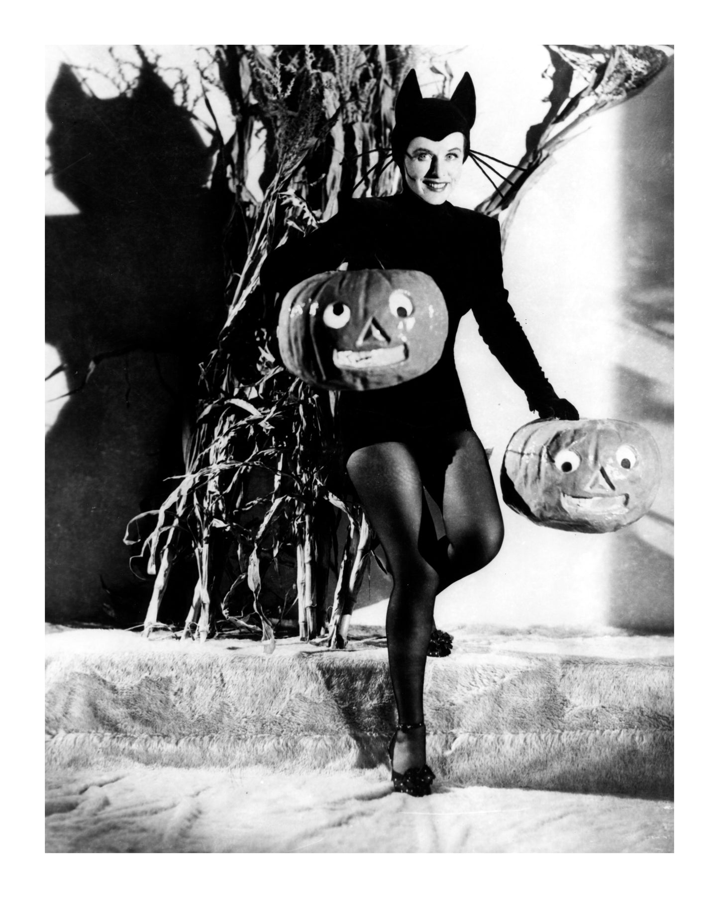Paulette Goddard Posed with Pumpkin