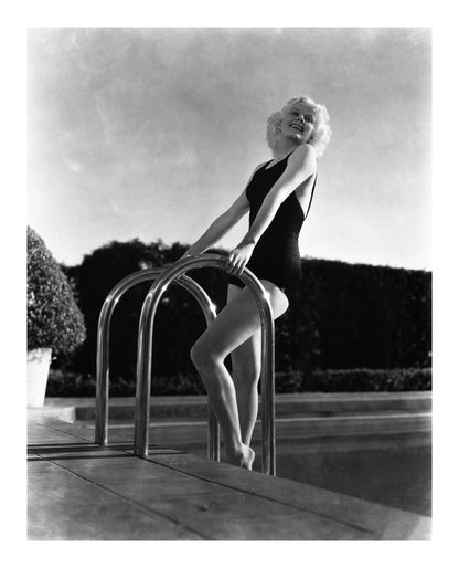 Jean Harlow Smiling at the Pool