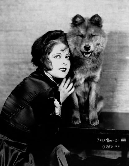 Clara Bow Posed with Dog