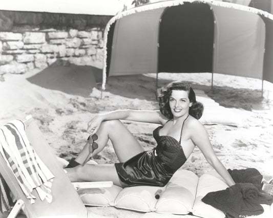 Jane Russell Reclining on the Beach