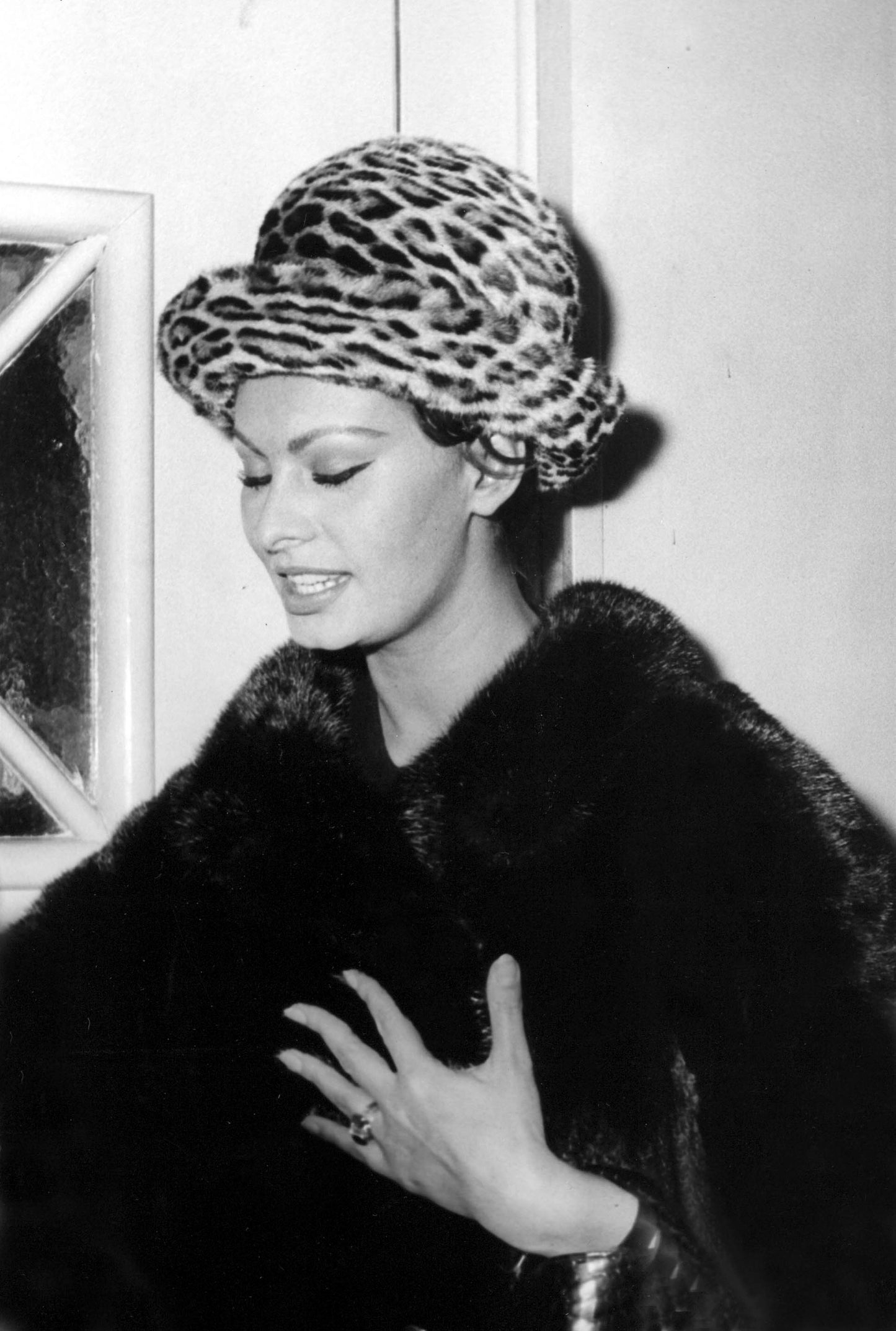 Sophia Loren in Leopard Print Hat