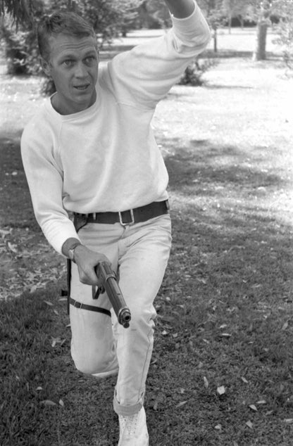 Steve McQueen Practicing Gun Slinging