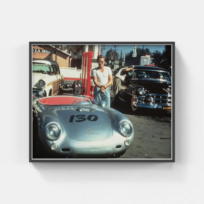 James Dean Filling Up His Porsche Racer