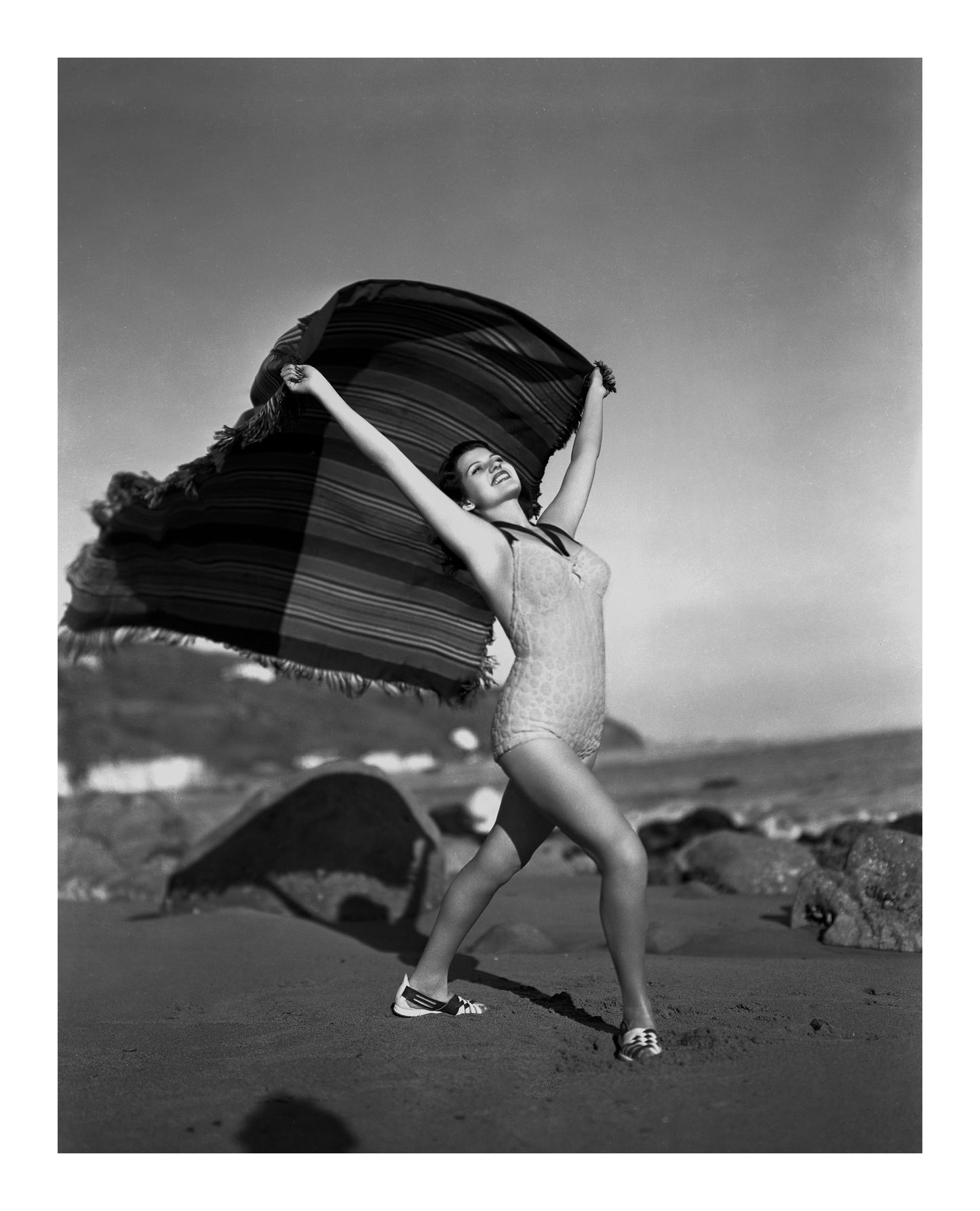 Rita Hayworth on the Beach