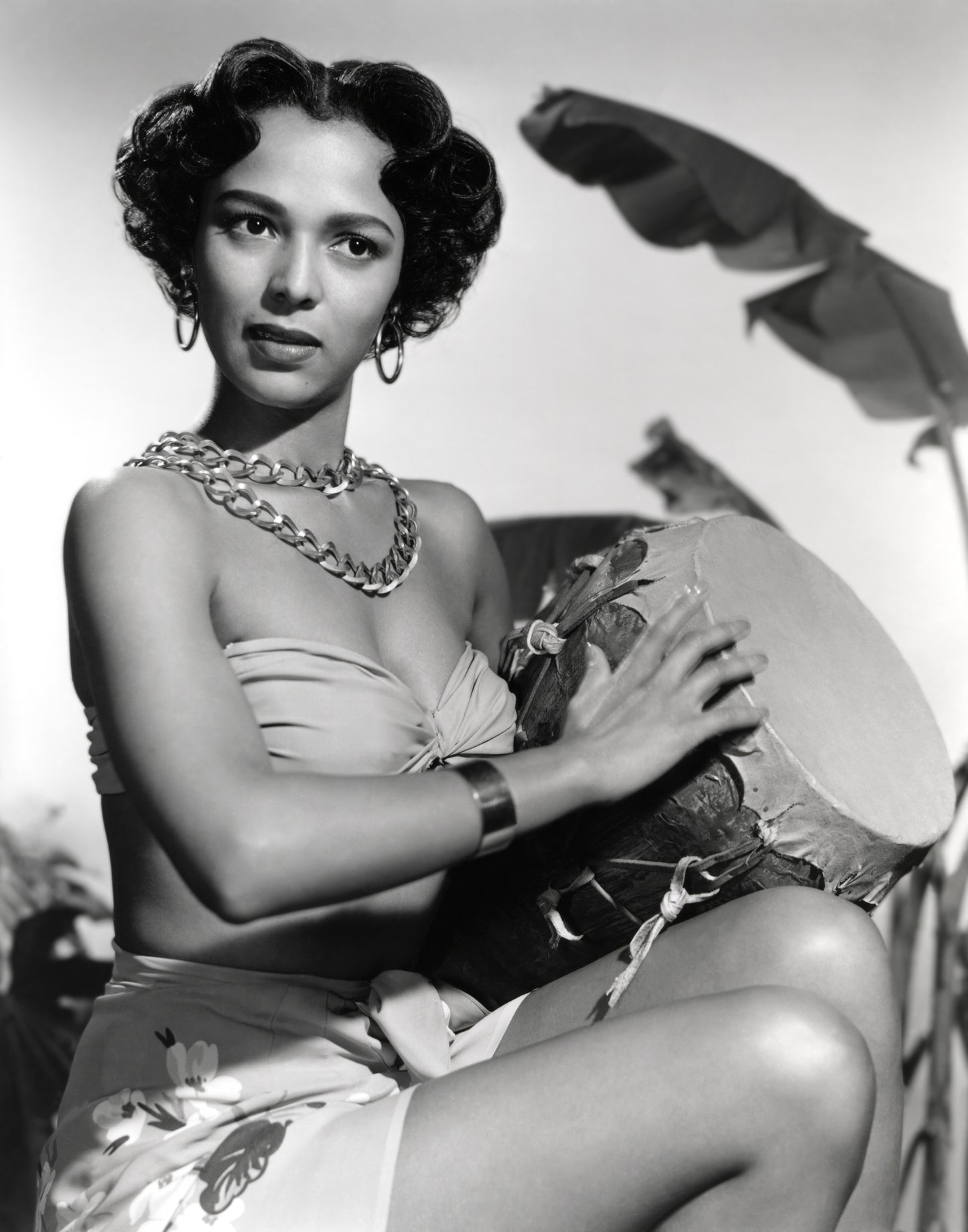 Dorothy Dandridge Holding Drum for "Tarzan's Peril"