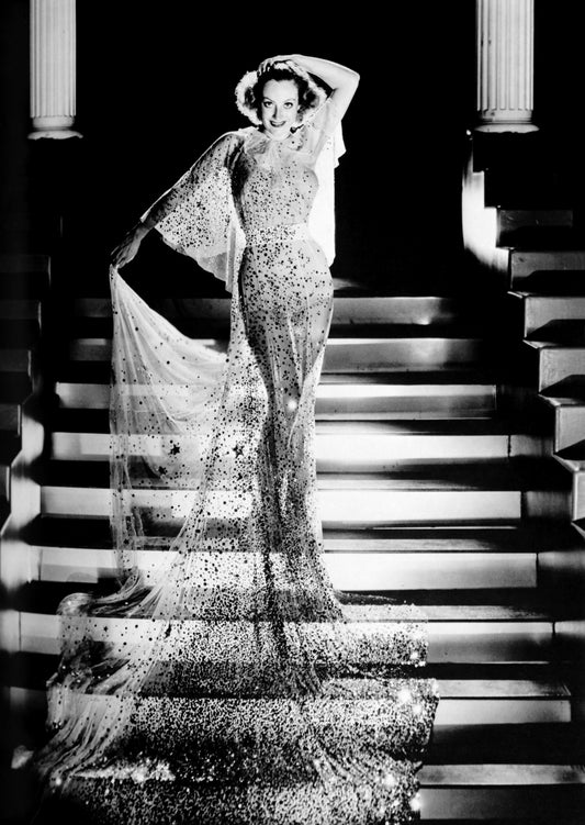 Joan Crawford Posed on Staircase