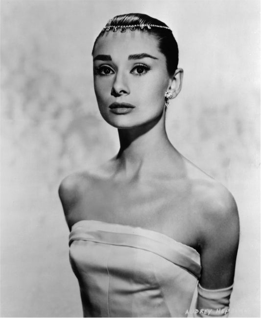 Audrey Hepburn Posed in White Dress