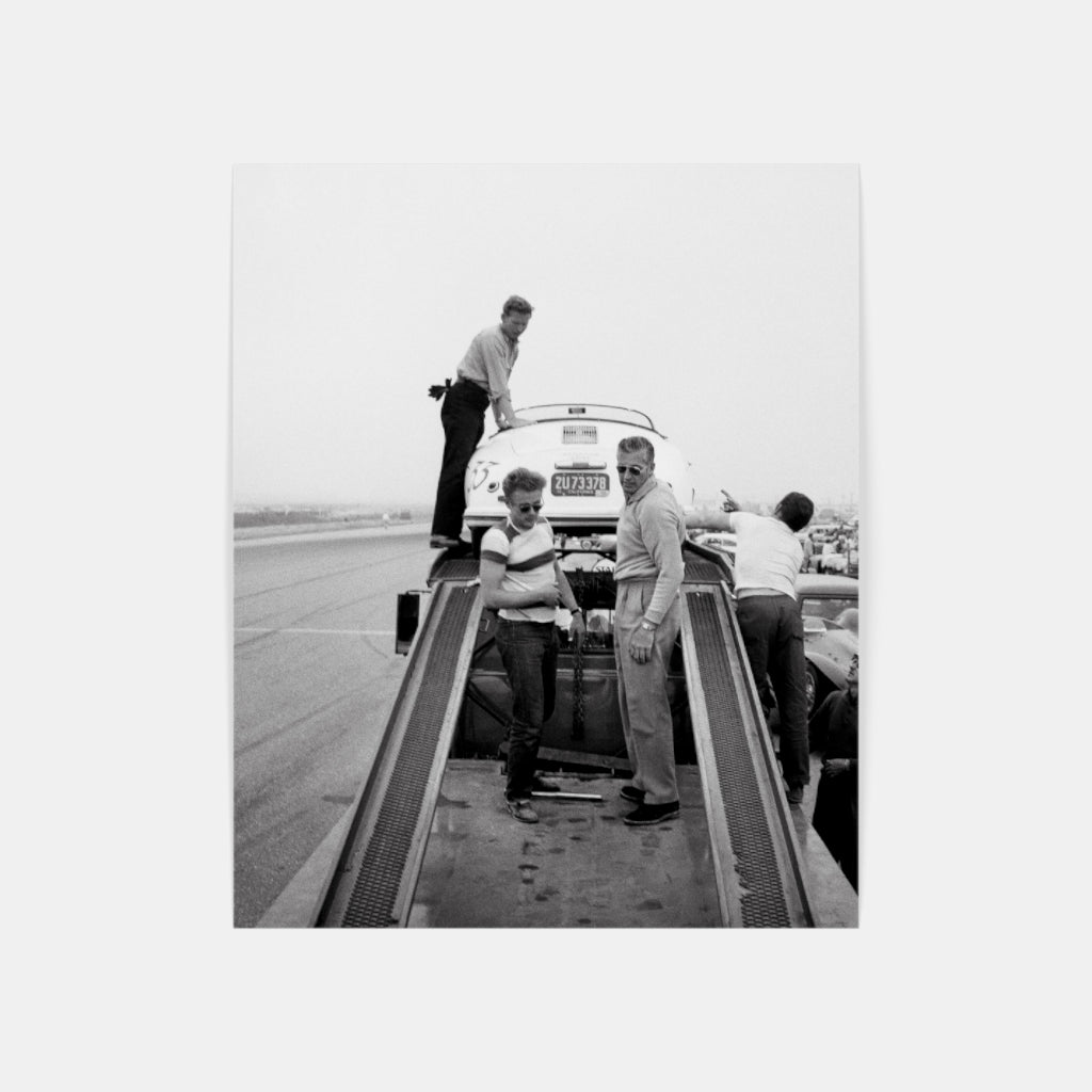 James Dean Standing with Porsche at Car Rally