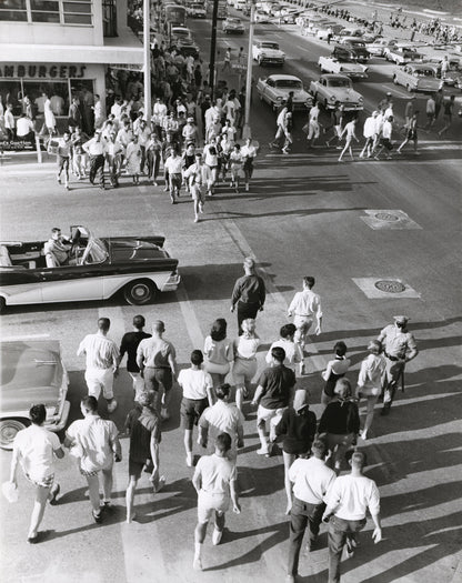 Crowds on Busy Beach, U.S.A., 1950's-60's