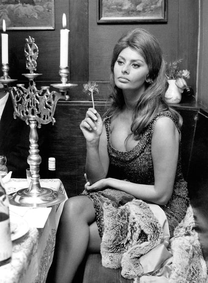 Sophia Loren Holding a Flower