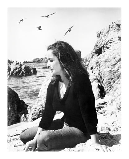 Elizabeth Taylor Sitting on Beach