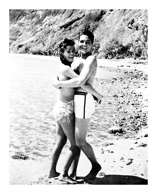 Joan Blackman and Elvis Presley on the Beach