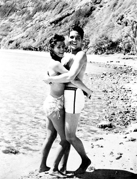 Joan Blackman and Elvis Presley on the Beach